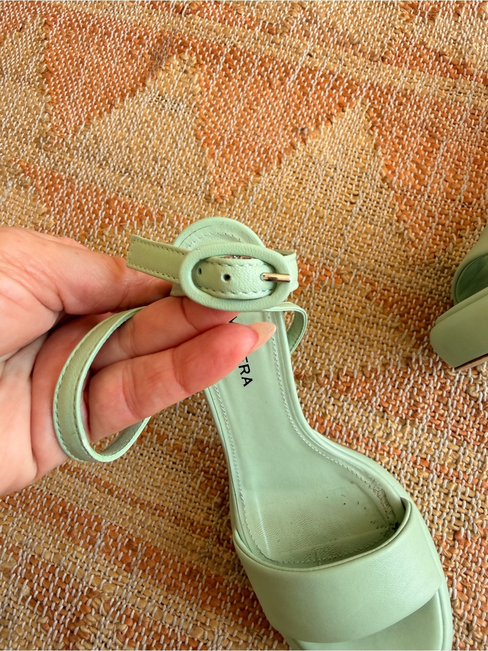 Halmanera Erika Leather Chunky Platfotm Sandals in Mint Aloe Leather Size 38.5 - Picture 11 of 12